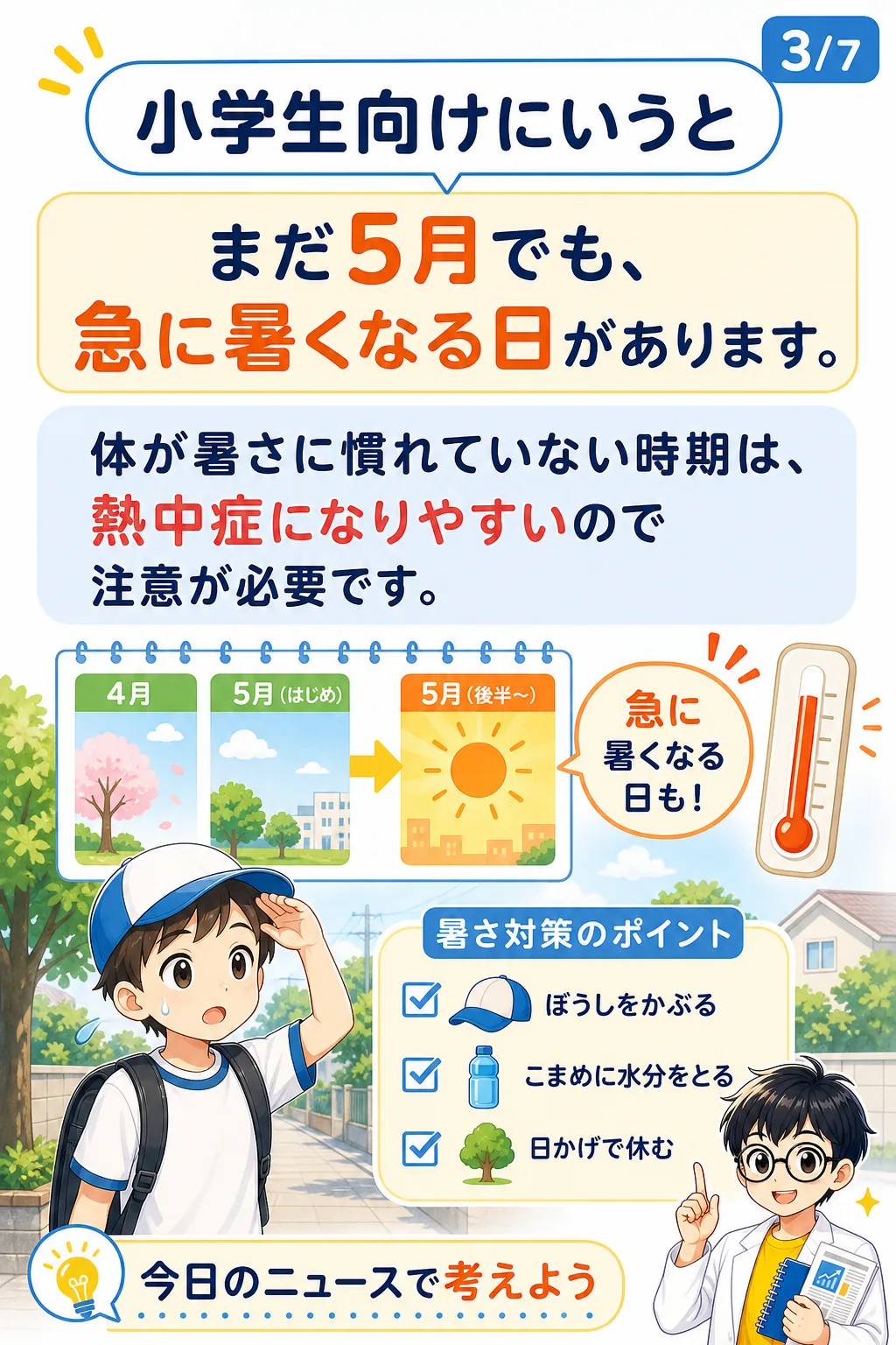 暑い日に安全に登下校するための工夫を考える適性検査ミニ問題